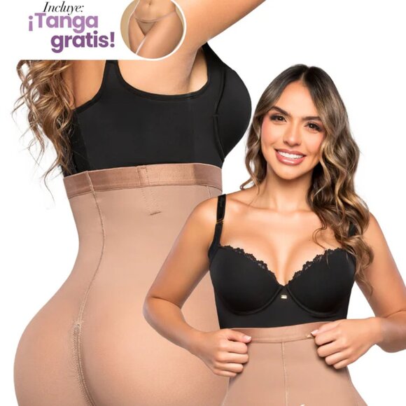 Stagmi Fajas Colombian Panty Shaper SMI04004 Cocoa w/ Matching Thong New Size S! - Picture 8 of 17